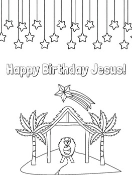 Happy birthday jesus coloring page by kerri brown tpt
