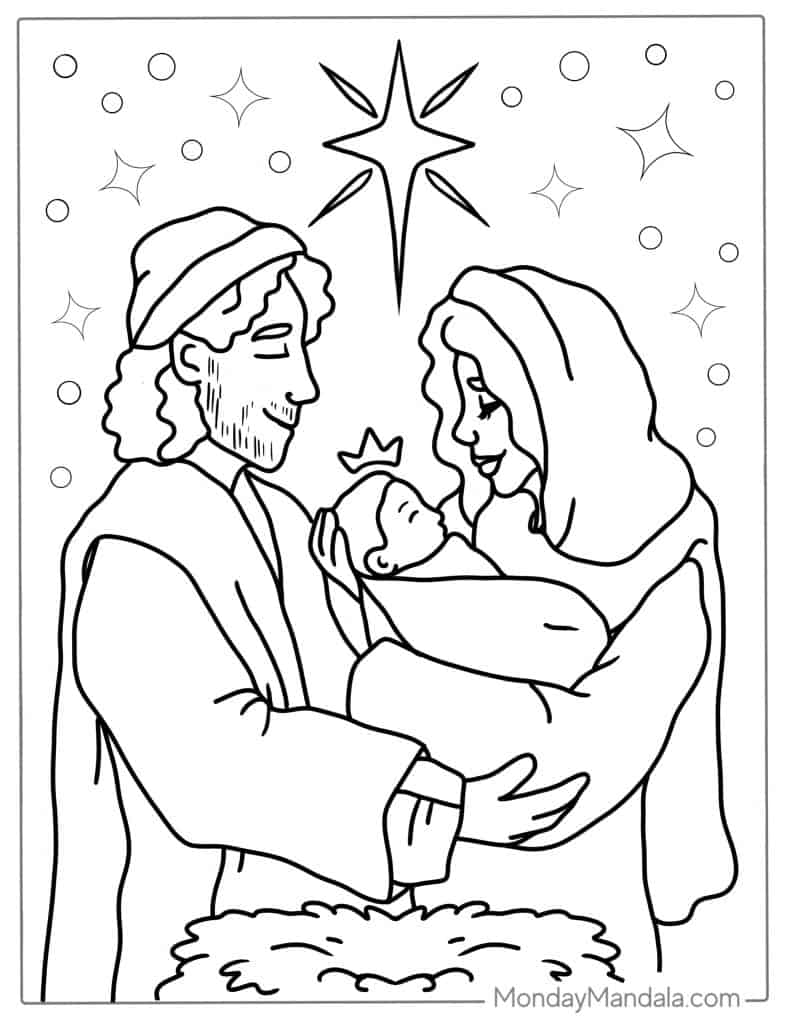 Nativity coloring pages free pdf printables