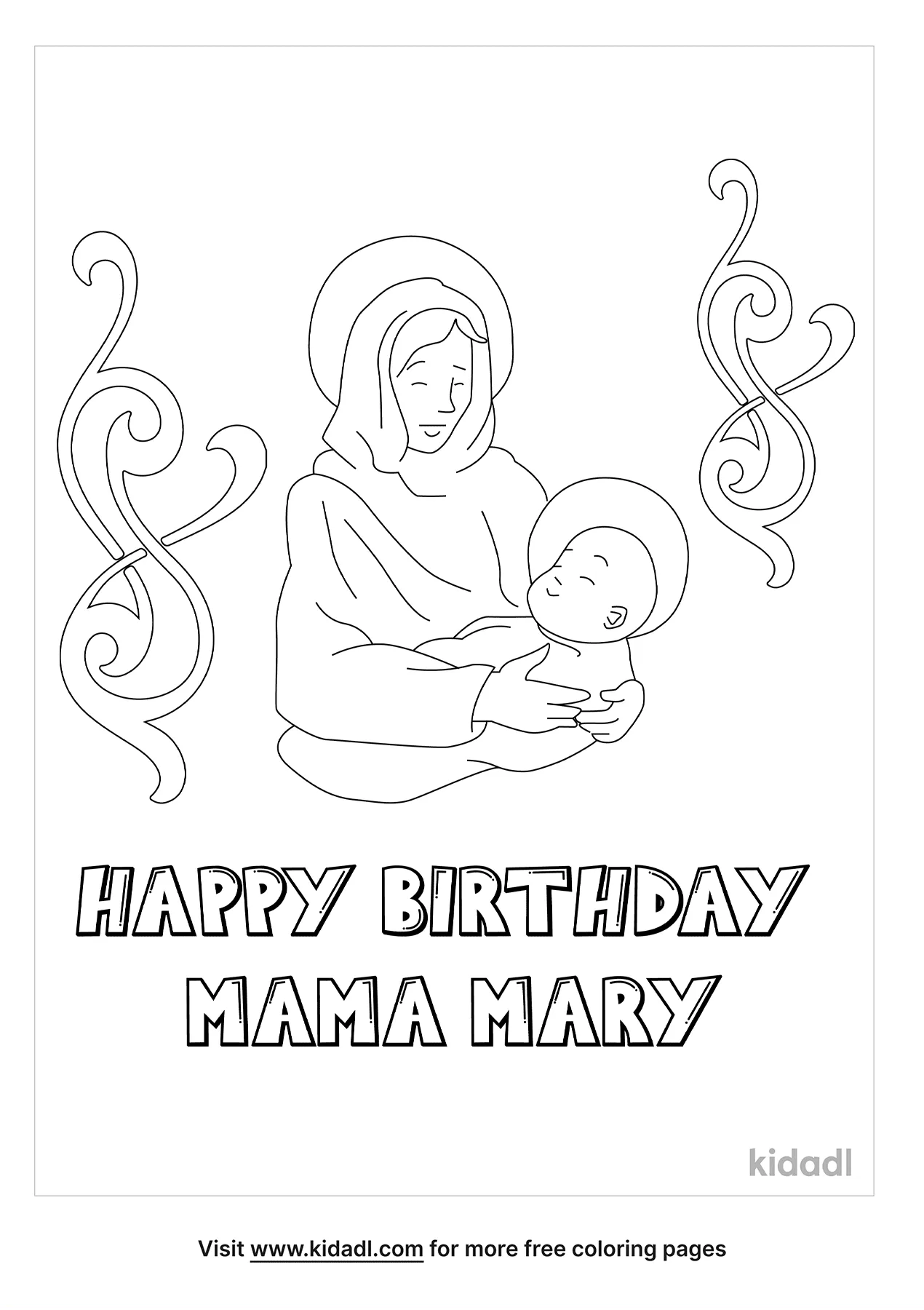 Free happy birthday mother mary coloring page coloring page printables