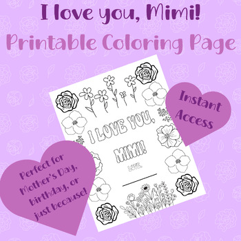 I love you mimi printable coloring page