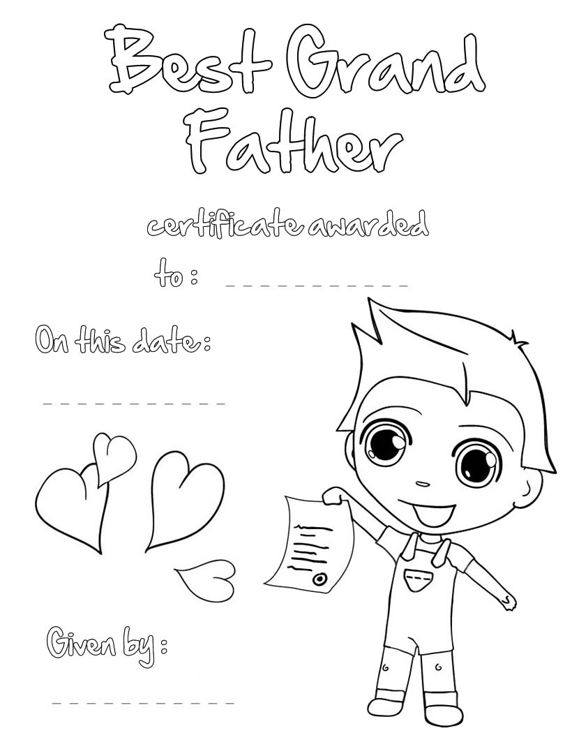 Best grandfather certificate coloring pages