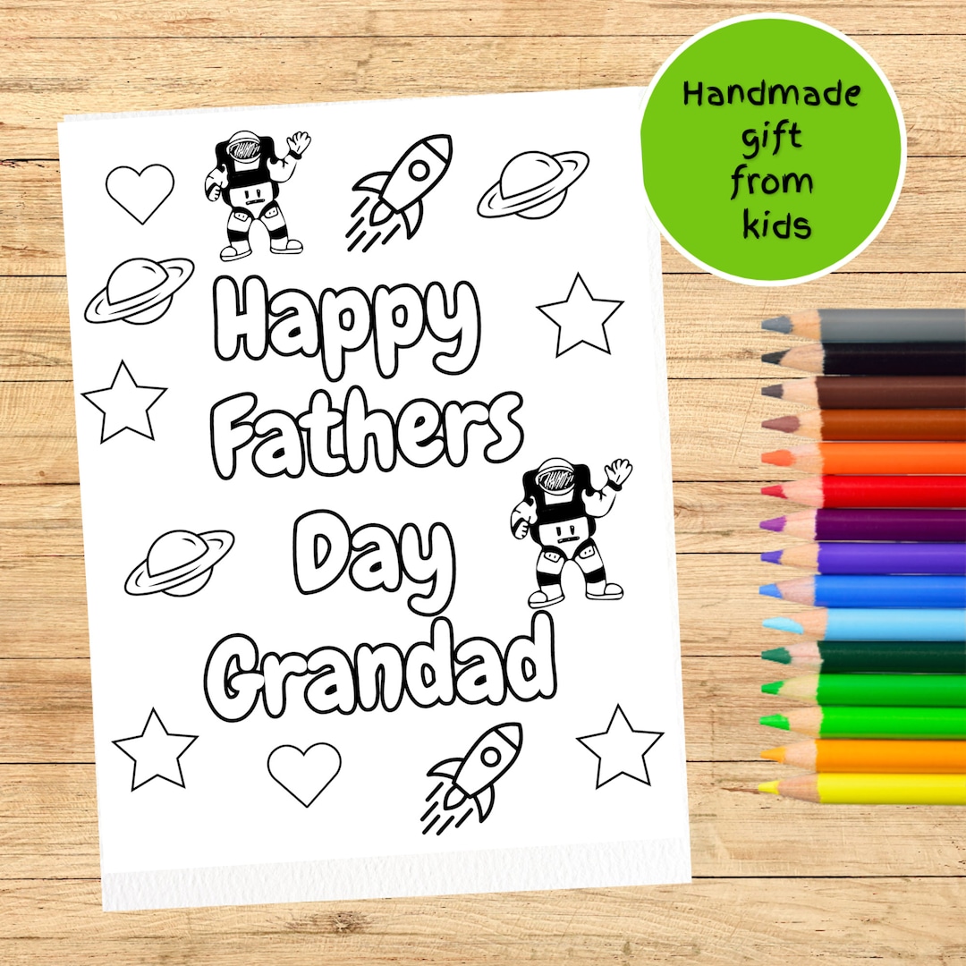 Grandad fathers day printable coloring page for kids gift for grandad fathers day gift from grandkids fathers day coloring activity for kids