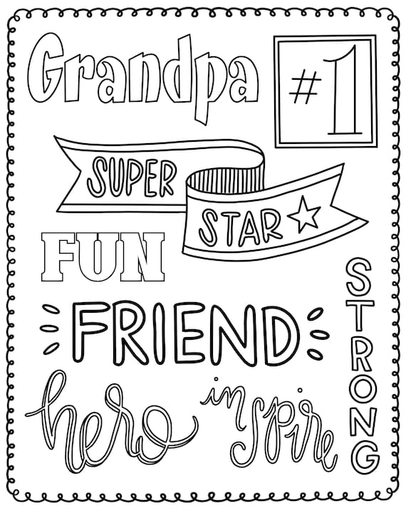 Fathers day grandpa coloring page