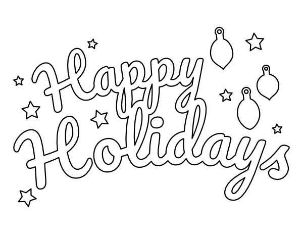 Printable happy holidays coloring page