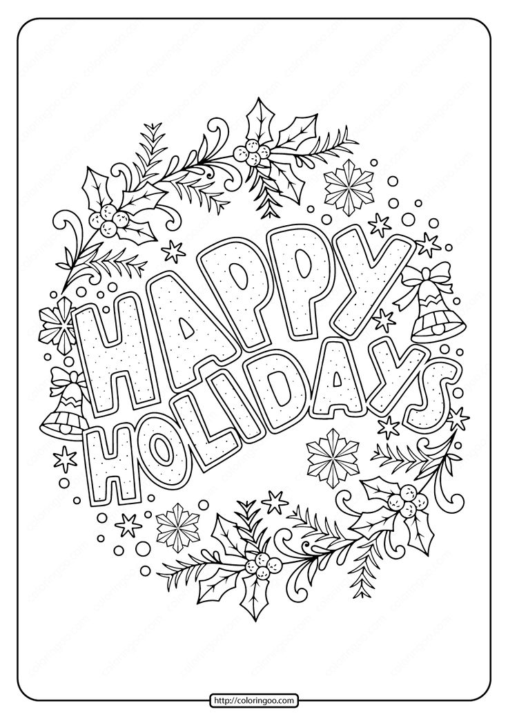 Happy holidays coloring pages printable christmas coloring pages happy holidays sign happy holidays images