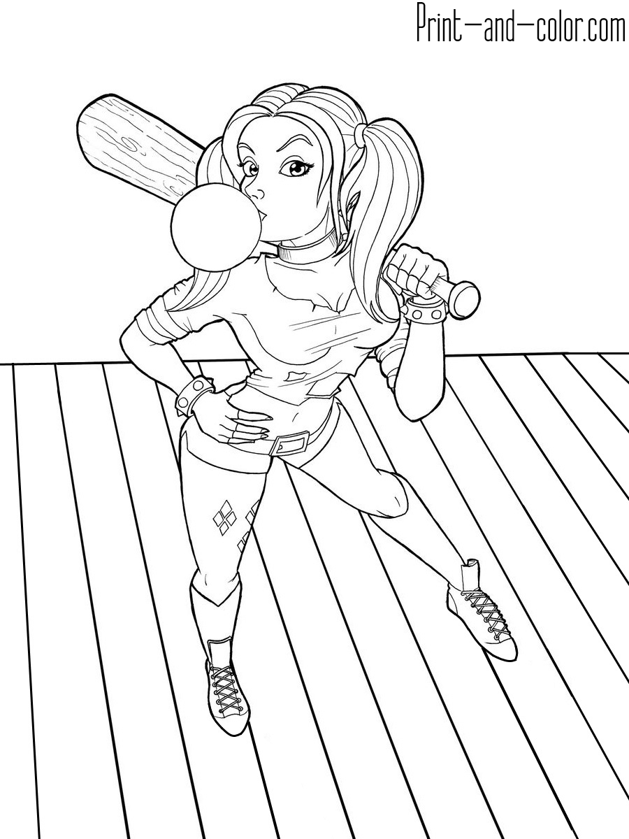 Harley quinn coloring pages print and color