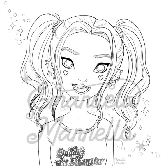 Printable coloring page harley quinn new