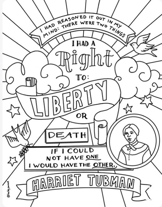 Harriet tubman coloring page black history coloring page