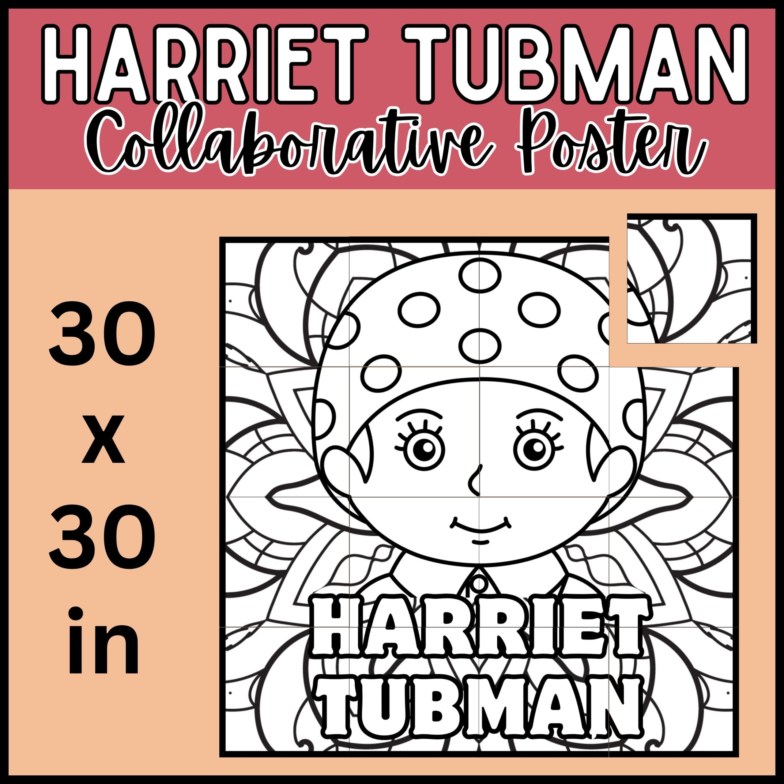 Harriet tubman coloring collaborative poster human rights month leader bhm whm made by teachers