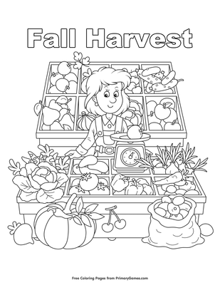 Fall harvest coloring page â free printable pdf from