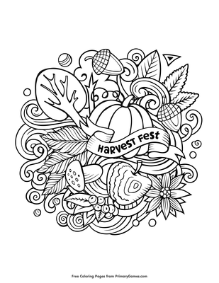 Harvest fest coloring page â free printable pdf from