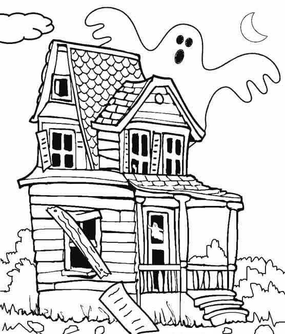 Printable haunted house coloring pages pdf