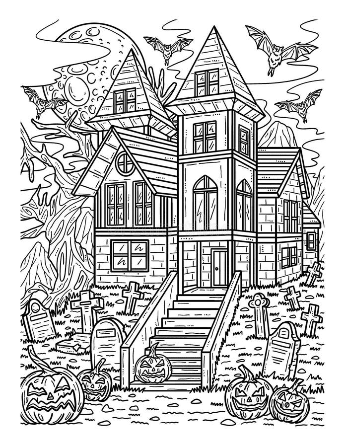 Haunted house coloring page stock illustrations â haunted house coloring page stock illustrations vectors clipart