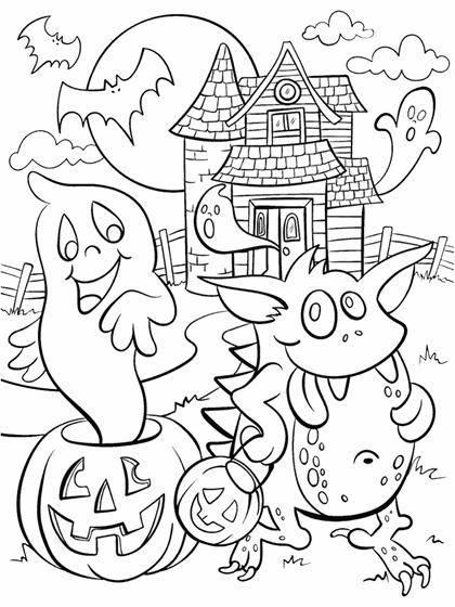 Haunted house coloring page