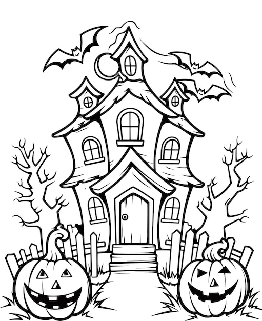 Haunted house coloring images