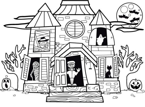 Coloring pages haunted house coloring pages to print