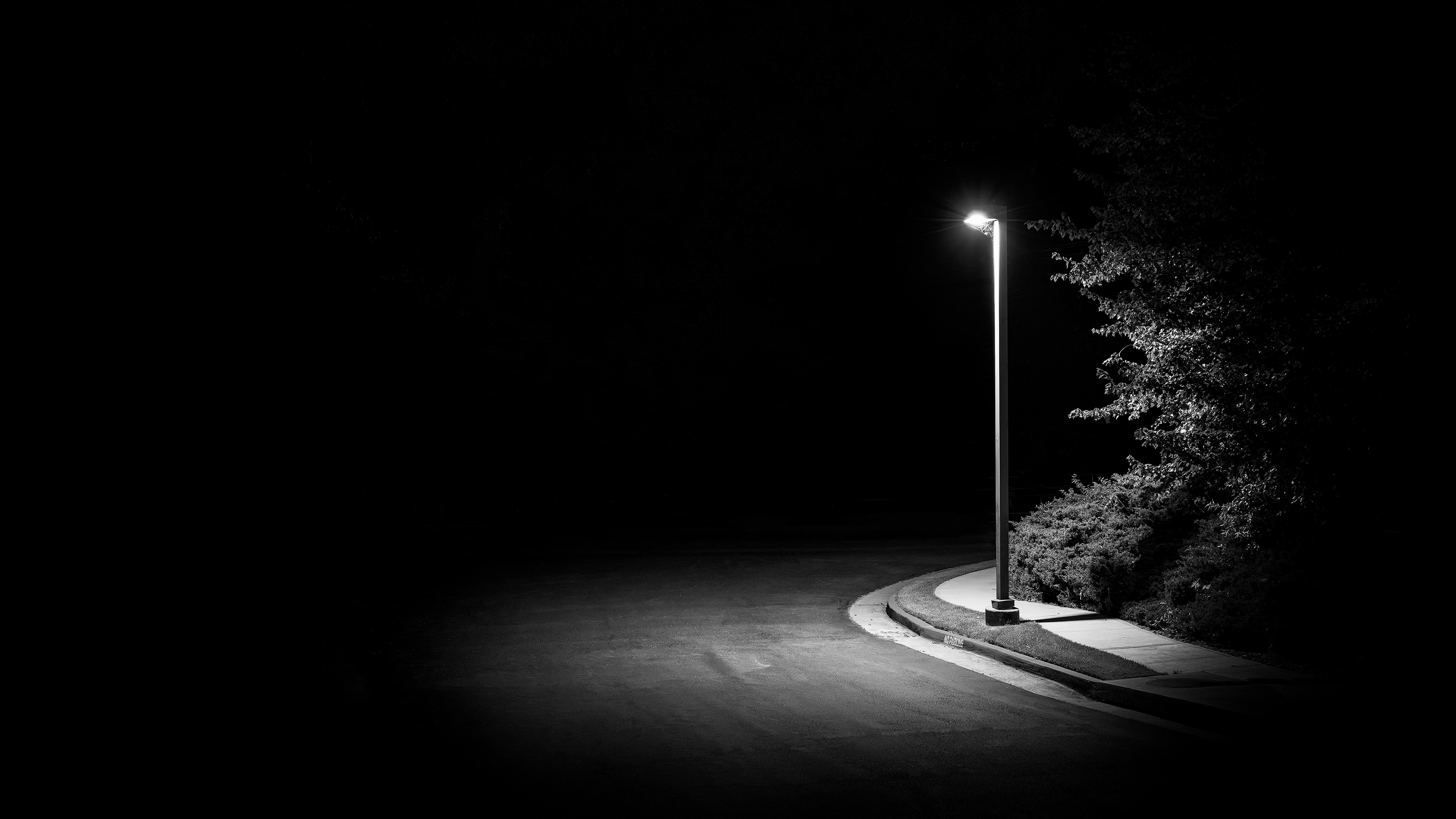 Dark k black and white noir lamp post dark