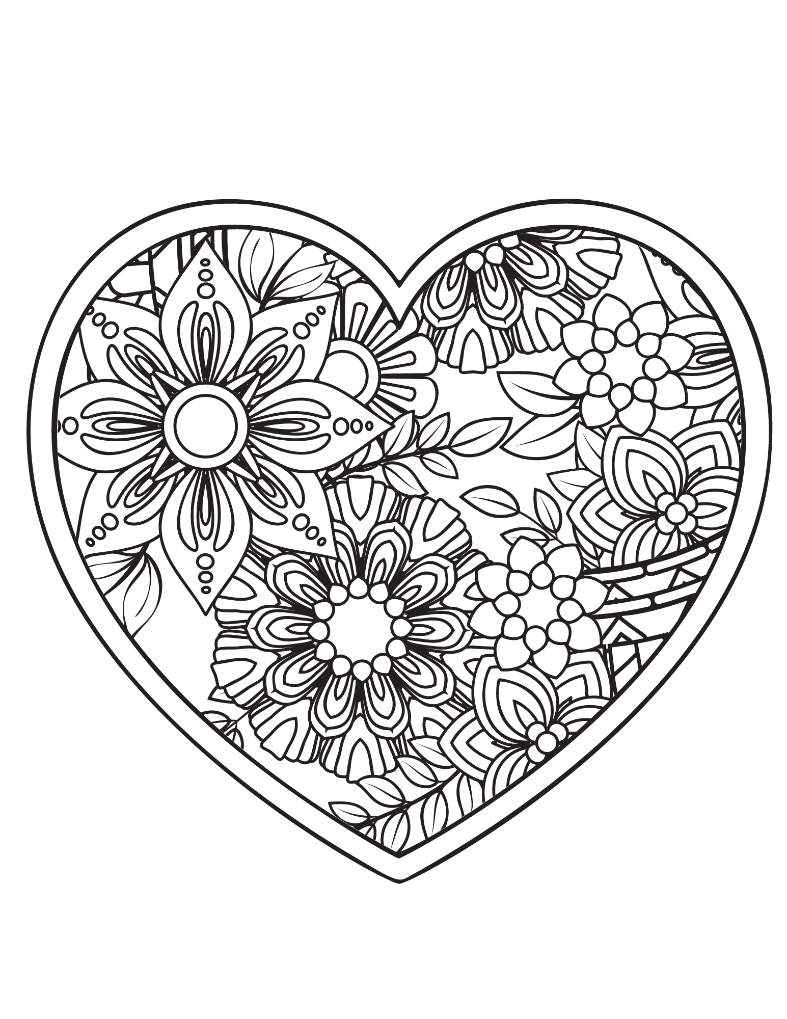 Free printable heart coloring pages for kids and adults