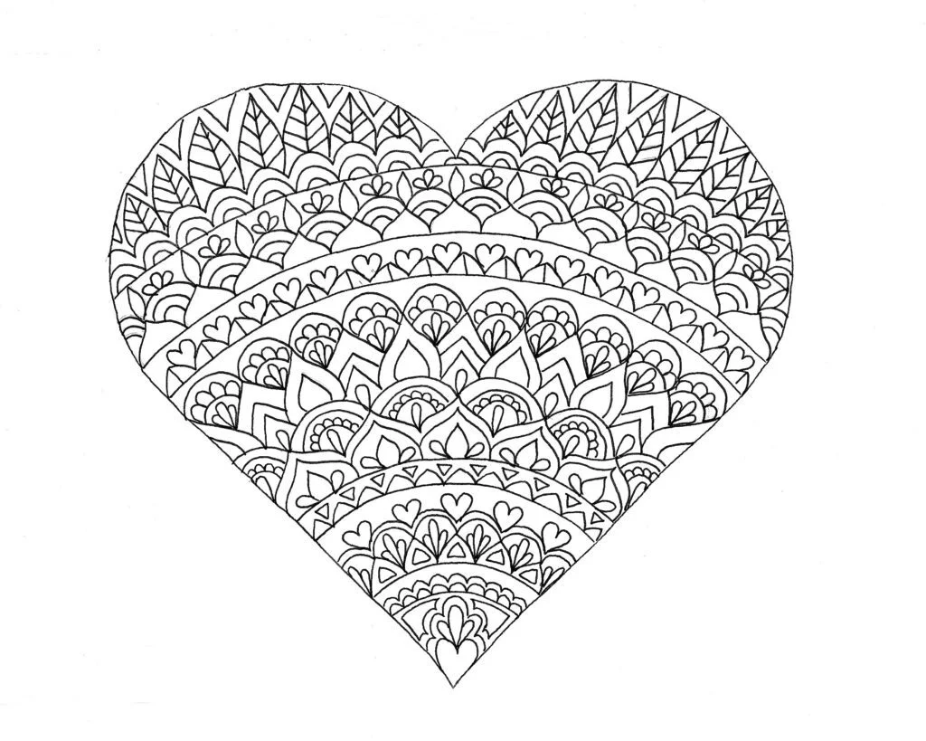 Heart coloring pages â free printables for adults and kids