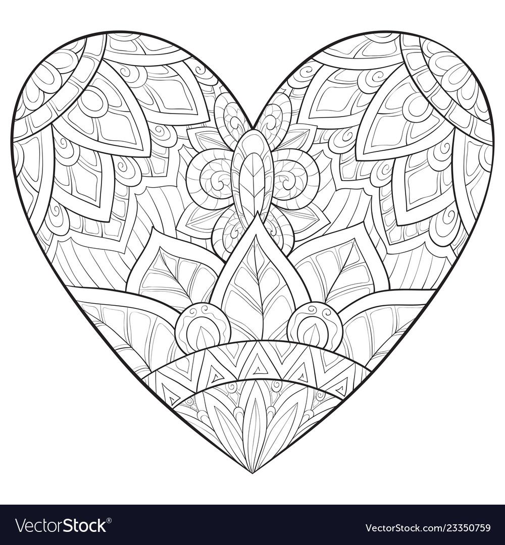 Adult coloring bookpage a cute heart image vector image