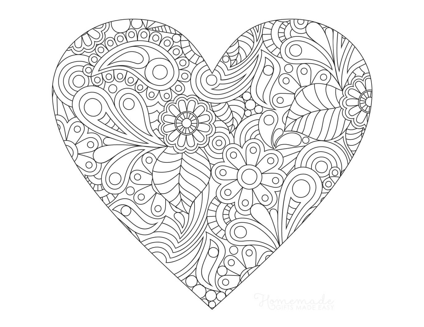 Printable heart coloring pages for adults