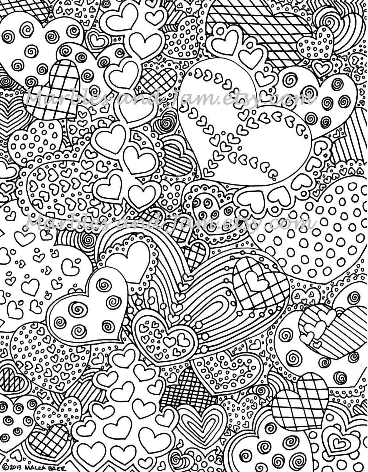 The hearts have it printable adult coloring page printable adult colouring sheets