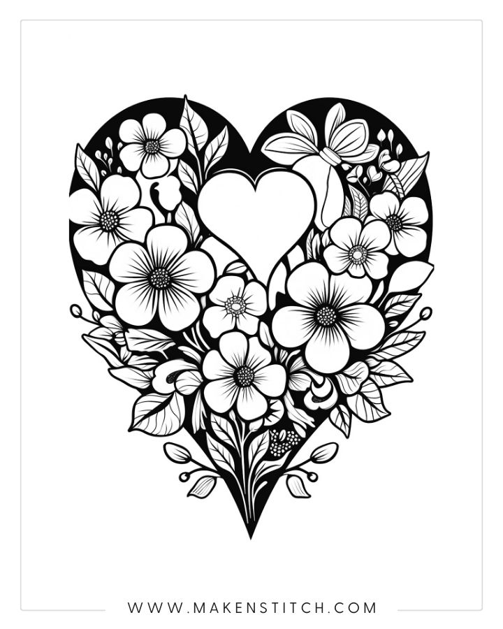 Free valentines heart coloring pages for kids and adults