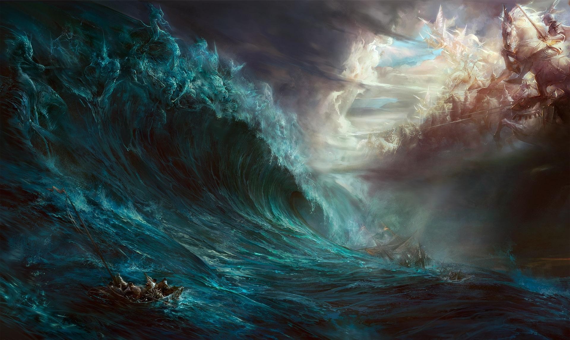 Boat fantasy art sea storm heaven hell ghost ship ocean wave screenshot puter wallpaper outer space wind wave