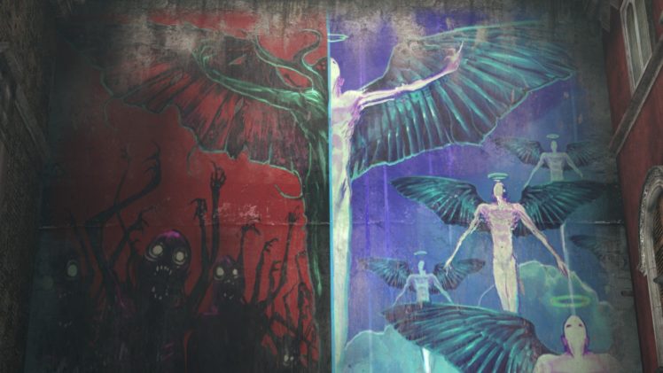Demon heaven and hell graffiti walls wings halo dmc devil may cry hd wallpapers desktop and mobile images photos
