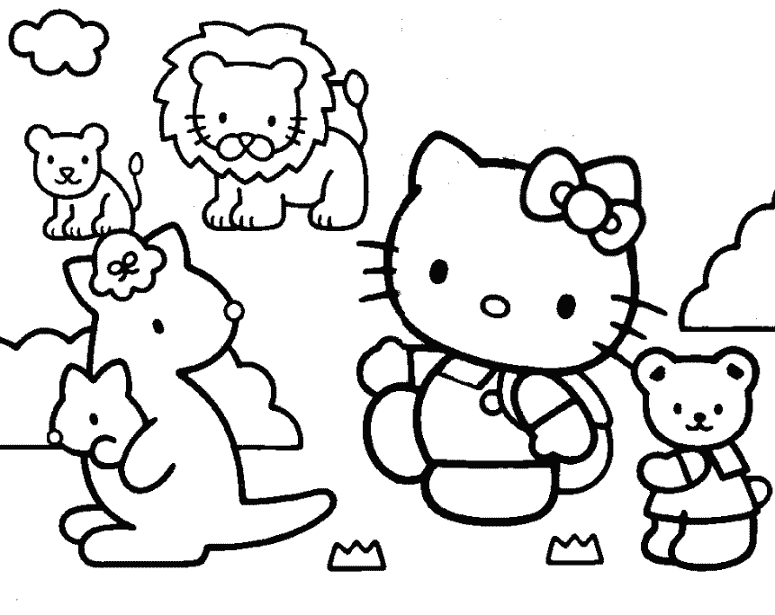 Hello kitty and friends coloring page