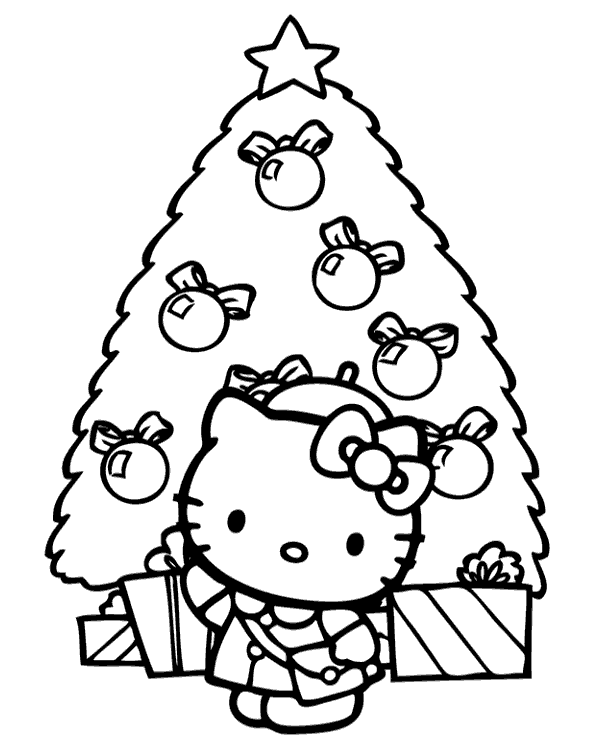 Christmas hello kitty coloring picture