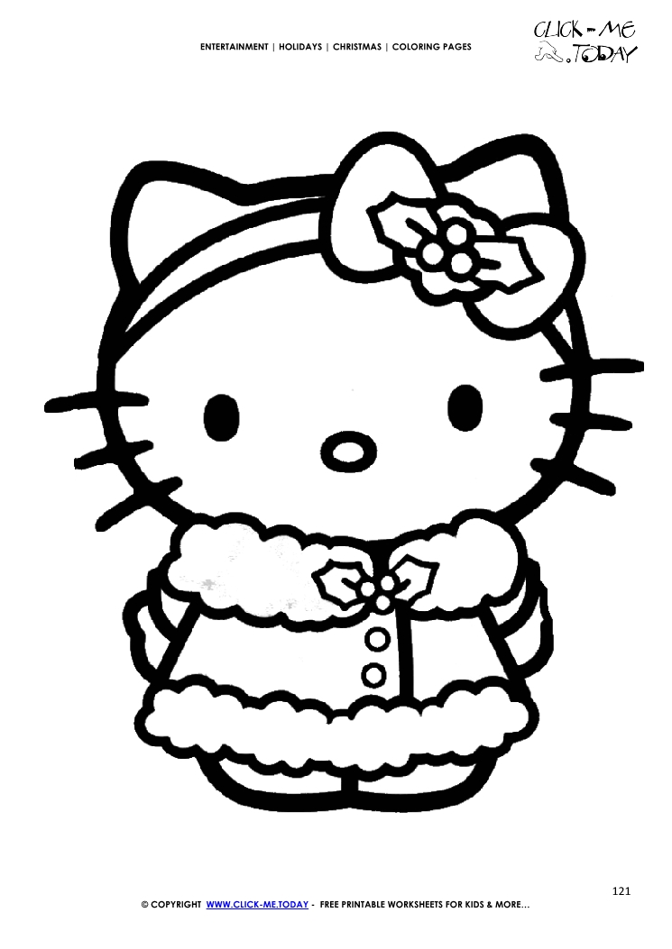 Color hello kitty christmas coloring page