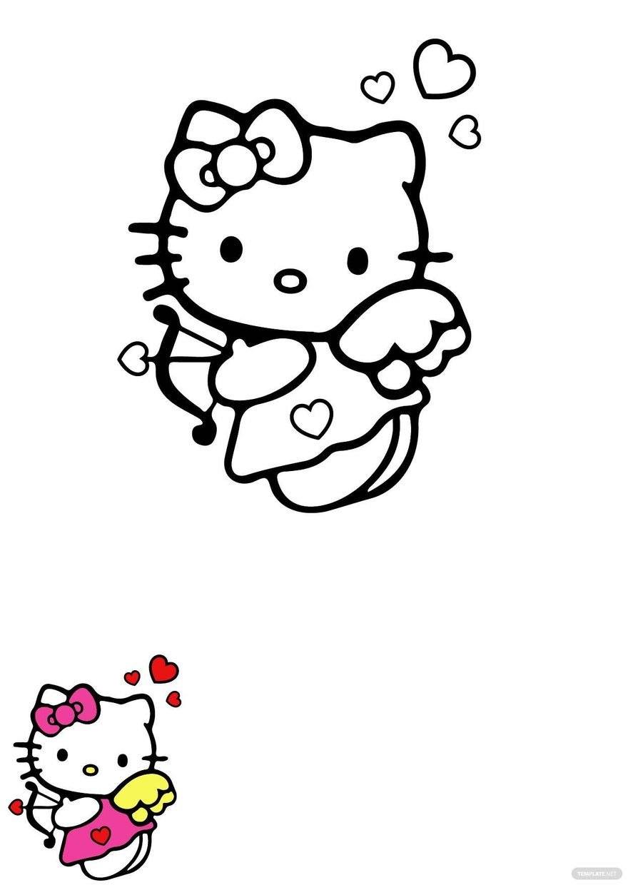 Free hello kitty butterfly coloring page