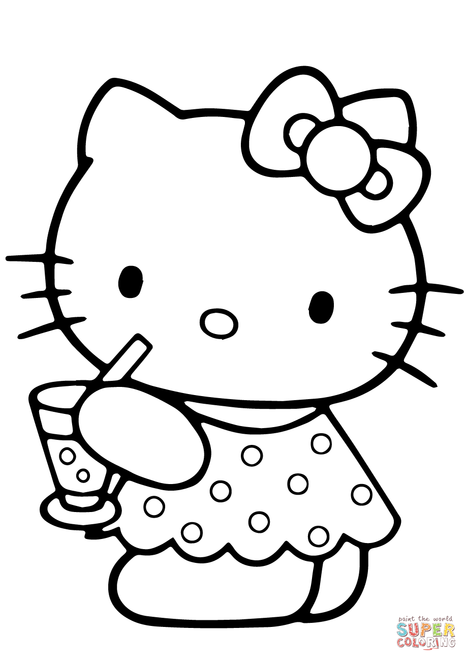 Hello kitty summer coloring page free printable coloring pages