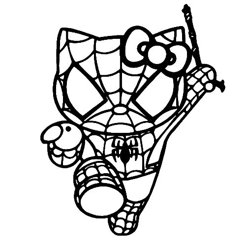 Hello kitty spiderman die cut vinyl decal pv hello kitty coloring kitty coloring hello kitty colouring pages