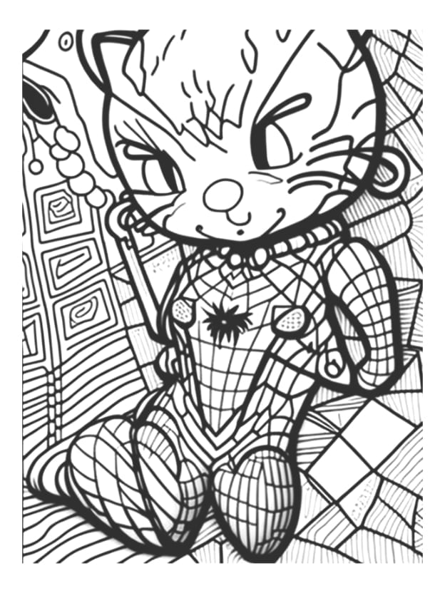 Hello kitty spiderman coloring pages for all age