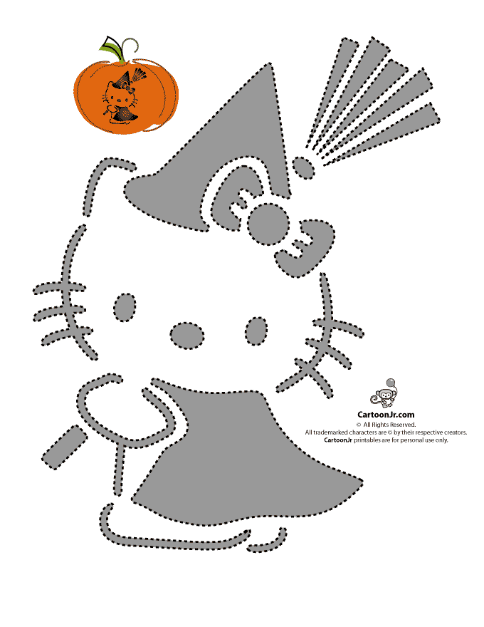 Printable hello kitty pumpkin carving template