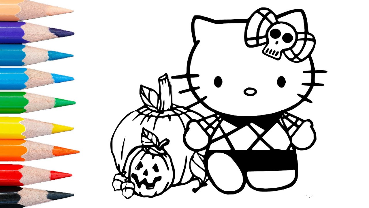 Halloween hello kitty coloring page ãããããããã ããã kiti howaito coloring page
