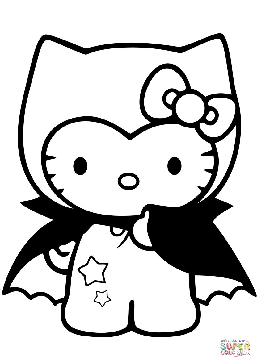 Hello kitty dracula coloring page free printable coloring pages