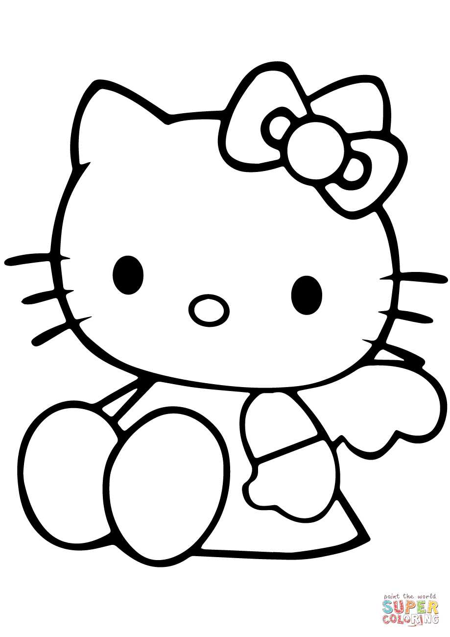 Cute hello kitty coloring page free printable coloring pages