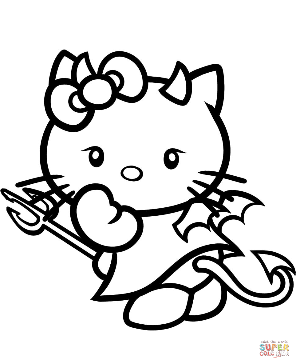 Hello kitty devil coloring page free printable coloring pages