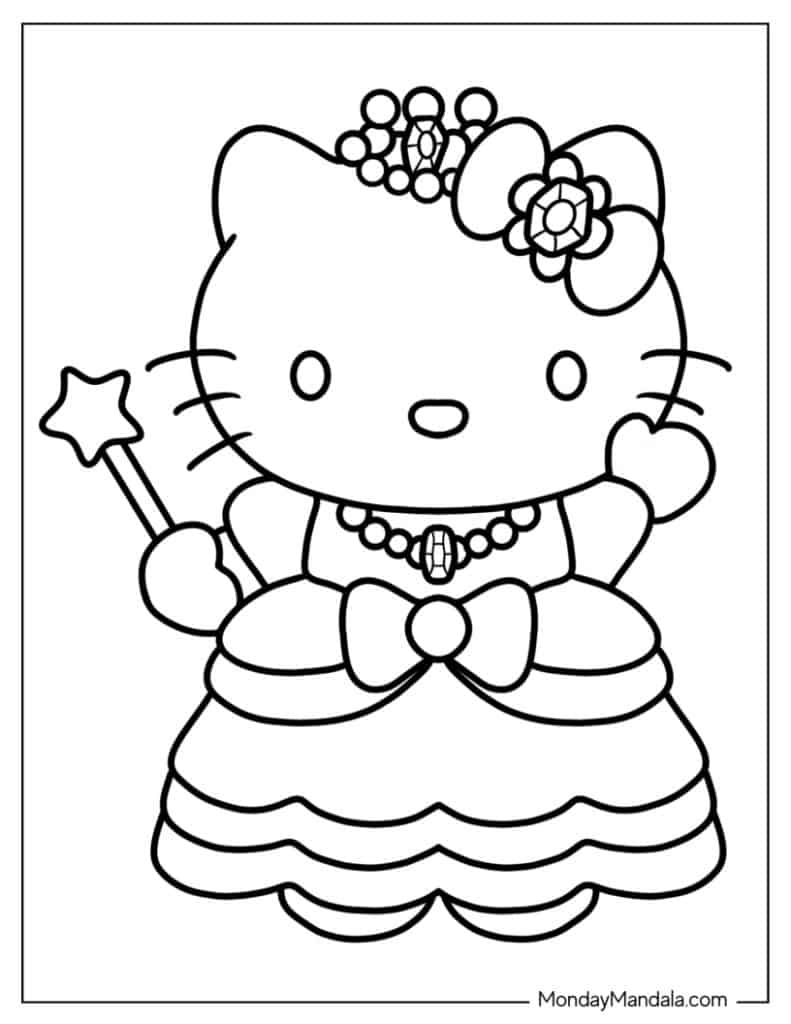 Hello kitty coloring pages free pdf printables