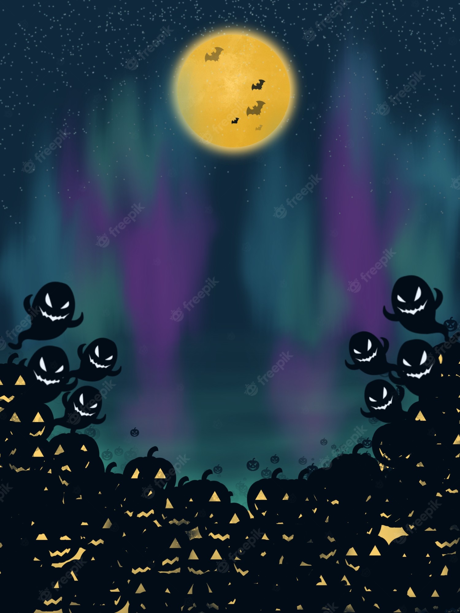 Premium photo creepy night helloween illustration wallpaper