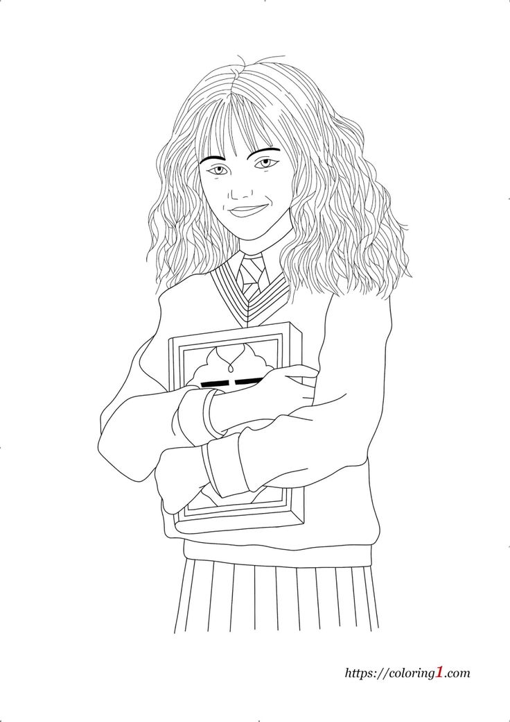 Harry potter realistic hermione coloring page