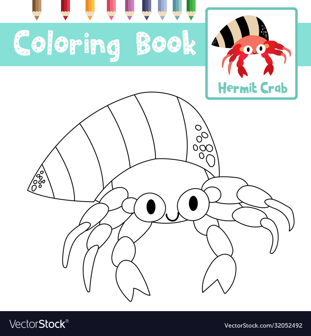Coloring page hermit crab animal cartoon character