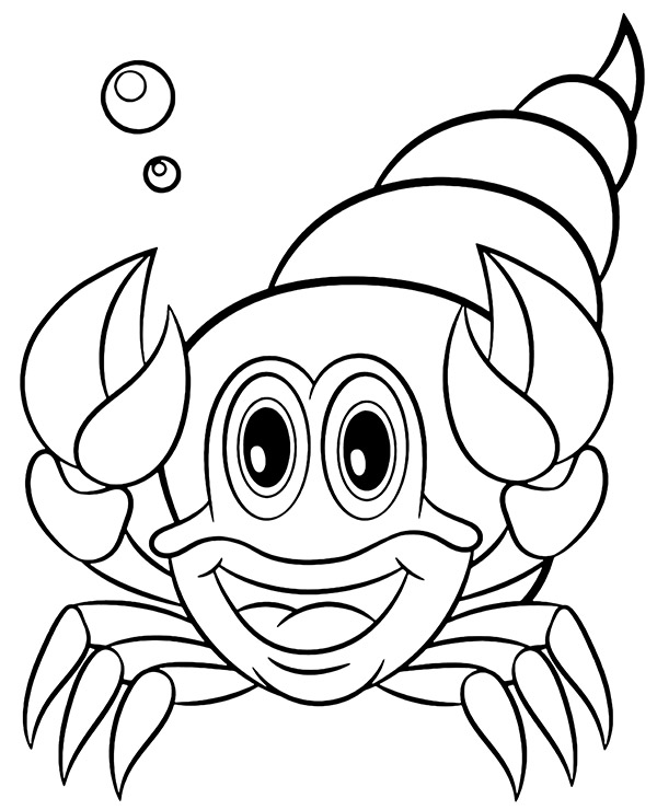 Hermit crab coloring page for kids