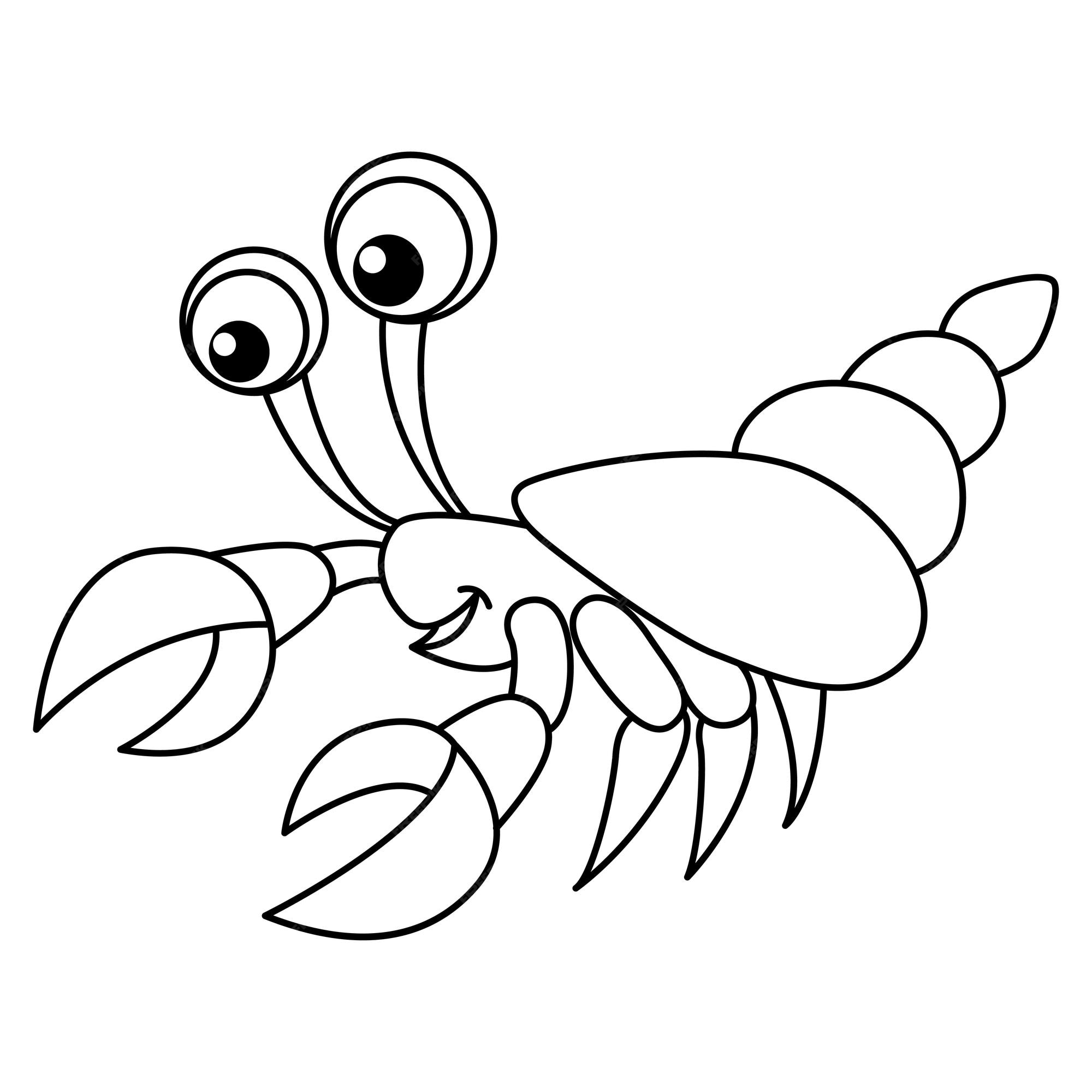 Premium vector cute hermit crab cartoon coloring page illustration vector for kids coloring book