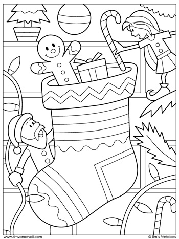 Christmas stocking coloring page â tims printables