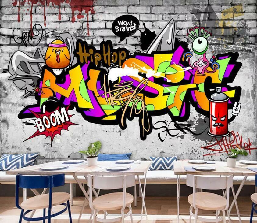 D hip hop graffiti n wallpaper wall mural removable self