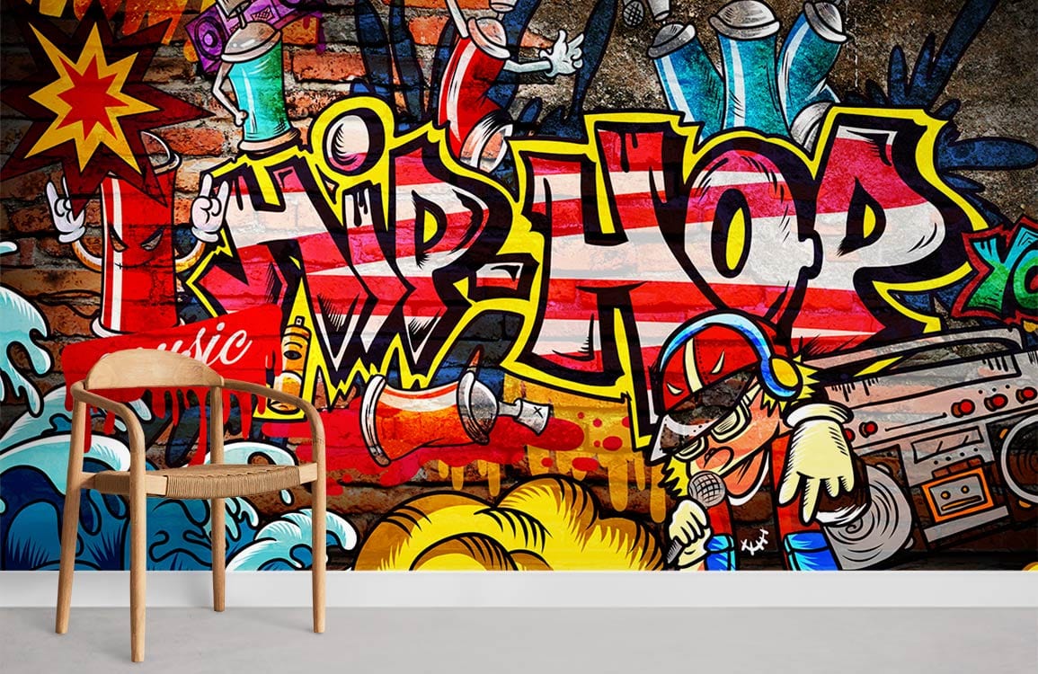 Red hip hop art wallpaper mural ever wallpaper